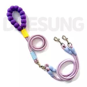 듀오독 버블캔디 강아지 더블 리드줄 바이올렛 듀얼 트윈 다견 산책 애견 목줄 반려견 산책줄