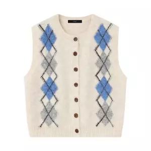 [하프클럽/르샵]아가일 라운드 버튼업 니트 베스트 (DP4VW002A)