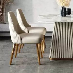 디자인 편한 천연가죽 고급 북유럽 다리 골드식탁의자