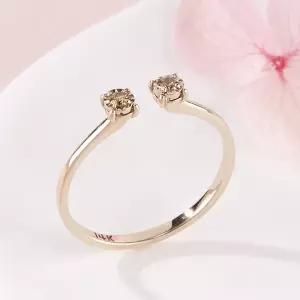 [비앤비골드] 18K 더블 꼬냑 컷팅볼 오픈 반지 DIR42371