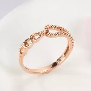 [비앤비골드] 18K 와이드 큐빅볼 언발 체인 반지 SRS42342