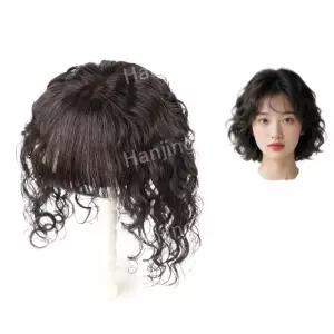 인모 파마 정수리 앞머리 중년 가발 곱슬 부분가발 엄마 커버 붙임머리 헤어피스 여성