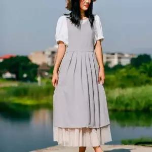 브이넥 린넨 추천 원피스 주방 꾸안꾸