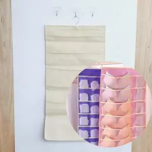 옷걸이형 양면 칸막이 포켓 속옷 양말 팬티 브래지어 언더웨어 공간절약 수납 옷장 정리 걸이 수납함