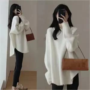 가을 롱기장 4컬러 여자 겨울 긴팔 롱니트 라운드넥 포근