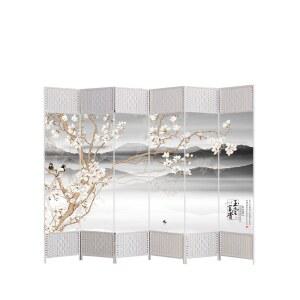 제사 병풍 패턴 돌상 가벽 접이식 산수화 대나무 스크린 차례용 4폭 단면 설날 가림막