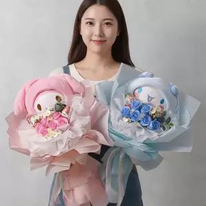 [아침향기]초콜릿 시나모롤 정품 산리오 중형 코스튬 인형 킨더 비누꽃다발 졸업식 입학식 학예회