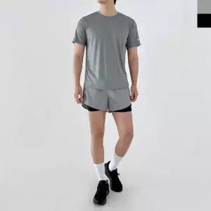 남성용 쿨링 반팔 레깅스와 3부 반바지 투피스 스포츠웨어