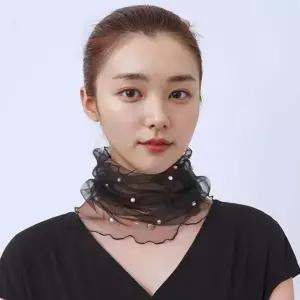 진주 망사 넥워머 목 가리개 스카프 목스카프 미니목스카프 LM-0486