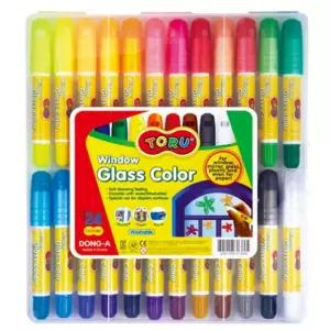 잘 지워지는 워셔블 윈도우 글라스 펜 24색 유리 욕실 낙서 색연필 유리용 크레용 어린이집 어린이 미술 놀