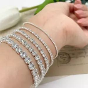 여성 스와로브스키 큐빅 테니스 팔찌 써지컬 실버 로즈골드 명품 커플