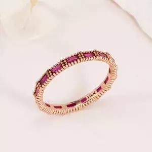 [비앤비골드] 18K 사각 루비 바게트 올밴드 반지 SRS41054