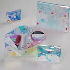 pvc 홀로그램 파우치 데일리 미니 액세서리 투명 홀로그램 파우치 화장품 수납 정리 여행 지갑 필통 동전 1