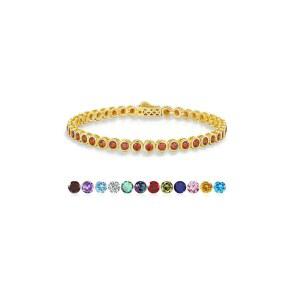 여성용 ETERMBOL 가넷 탄생석 테니스 팔찌, 925 스털링 실버 골드 도금 4mm 원형 큐빅 지르코니아 베젤 세팅, 기념일에 여성 엄마 아내를 위한 보석 선물, 7인치