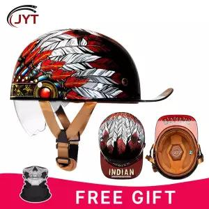 바이크 오토바이 반모헬맷 남여공용공용 로우 프로파일 라이트 야구 모자 헬멧 DOT 승인 레트로 복고풍 엔