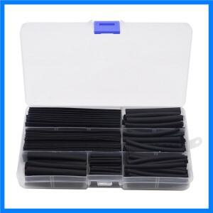 150 개/상자 2:1 폴리올레핀 열 수축 튜브 튜브 슬리브 와이어 전기 절연 케이블 키트 8 크기 2-13mm 검정