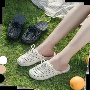 짝꿍닷컴 여자 라탄 젤리 슈즈 뮬 슬리퍼 여름 가벼운 블로퍼