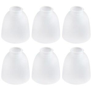 6팩 흰색 프로스트 유리 음영, 벨 모양 음영 커버 천장 선풍기 램프 교체, 샹들리에 벽 스콘스용 조명 기구 1.61인치 핏터 크기, 5인치 높이 x 4.7인치 직경