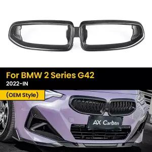 자동차 그릴망 튜닝 BMW 호환 2 시리즈 G42 -IN 광택 블랙 교체 앞 범퍼 용 실제 건식 탄소 섬유 신장 후드
