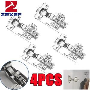 ZEXEF 4-1Pc 스테인레스 스틸 캐비닛 도어 경첩 유압 댐퍼 버퍼 소프트 닫기 조용한 옷장 숨겨진 하드웨어