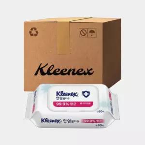 크리넥스 소독티슈 알콜 세정 살균 티슈 차량용 물티슈 60매x24팩 (1박스) 캡형