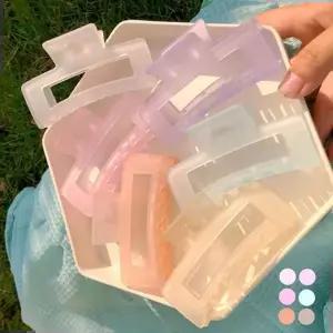 예쁜 투명 6가지색 데일리 사각 헤어액세서리 집게핀