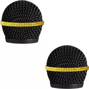 슈어 SM58 베타 58A RK143G 무선 유선 마이크 커버 교체용 블링 장식 밴드 크리스탈이 있는 라임카와 블랙