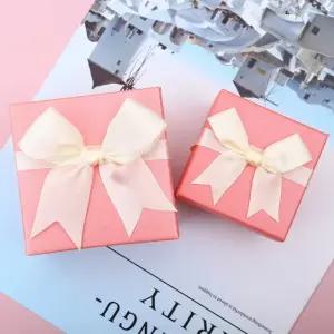 리본장식 쥬얼리함 핑크 아이보리 반지 목걸이 귀걸이 선물 포장 보관함