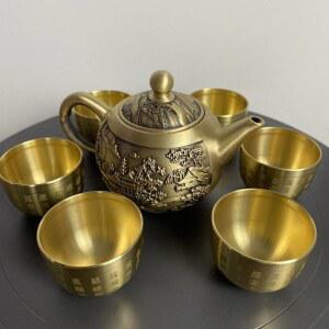 황동 술잔 소주잔 셋트 맥주 쟁반 주석 주전자 와인잔 세트 다기 구식 황동잔 가정용