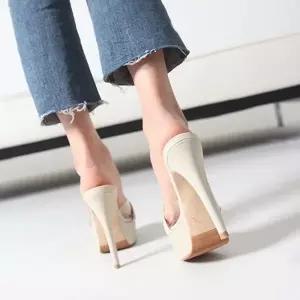 제작 투명 스트랩 가보시 뮬 슬리퍼힐 킬힐Y