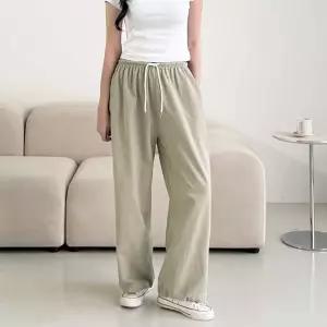 핏 좋은 허리밴딩 팬츠 데일리 커플 남녀공용 스트링 와이드바지