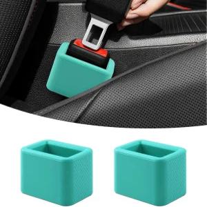 2 PCS 안전벨트 버클 홀더 실리콘 부스터로 리셉터클을 똑바로 세워 쉽게 접근할 수 있습니다(민트 그린)