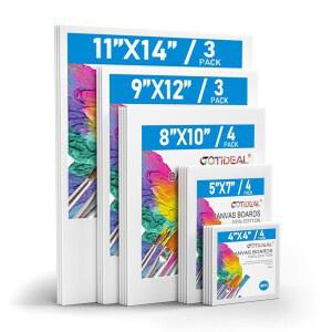 그림을 그리기 위한 이상적인 캔버스 5x7, 프라이밍 팩, 아크릴, 팩 아티스트 -18 물감, 8x10, 9x12, 구아슈용 보드, 화이트 수채화, 유화 버라이어티 블랭크 멀티 4x4, 11x14