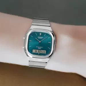 카시오 빈티지 사각 스퀘어 레트로 메탈시계 AQ-240E-3A 남녀공용 커플 학생 지코스모 백화점AS