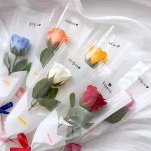한송이 비누 장미 꽃다발+메세지스티커 연주회 기념일 이벤트 발표회 콩쿨 학교 학원 단체 기념 선물 답례 1송이 비누장미 입학식 졸업식 수료식