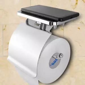 라온샵 벽고정 스텐레스 실버 휴지걸이 핸드폰선반형