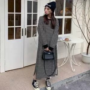 여자 스트라이프 스타일 두툼한 약기모 롱원피스 고품 (KYR-WFG8WJK)