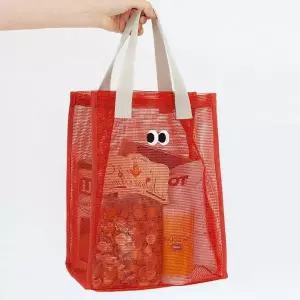 비치백 가방 레드 여름가방 물놀이가방 메쉬 여름 피크닉