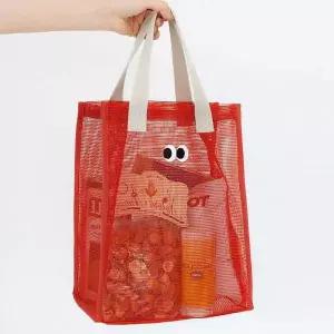 비치백 가방 레드 여름가방 물놀이가방 메쉬 여름 피크닉