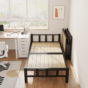 접이식침대 가정용 낮잠 성인용 싱글 원목 간이침대 2인용 1.2m 보강 철골 침대