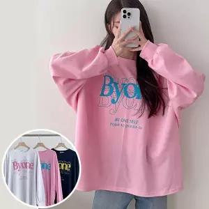 바이 맨투맨 긴팔 BOX 여성 오버핏 티셔츠 (3컬러) 박시핏 빅사이즈