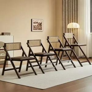 라탄 식탁의자 접이식 사각 가정용 거실 심플 다이닝체어