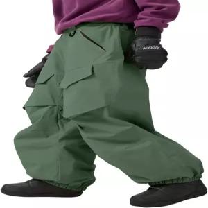 GSOU 스노우 남성 팬츠 배기 스노보드 여성 스키 스포츠 보온 루즈 방수 방풍 겨울 하이킹 웜