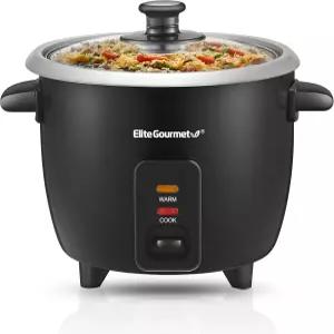 자동 보온 기능이 있는 엘리트 고메 ERC003B 전기 밥솥은 수프 스튜 곡물 핫 시리얼 조리 6컵조리되지 않은