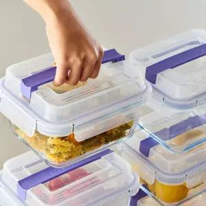 오븐글라스 핸디직사각 2.9L반찬통 유리 밀폐용기 냉장고정리 다용도 사용가능 주방 전자렌지 밀폐 도시락