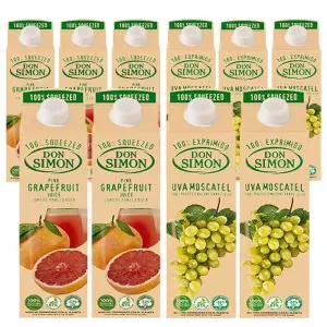 돈시몬 100%착즙주스 자몽1L 5개+백포도 모스카텔1L 5개 (총10개) 음료수생과일어린이