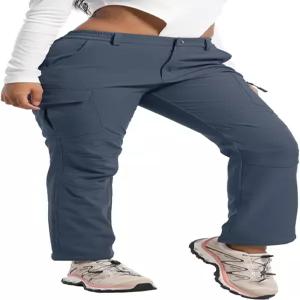 AREOUT 여성 스노우 스키 팬츠 플리스 안감 방수 소프트쉘 단열 겨울 야외 하이킹 카고