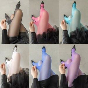 여성 섹시 투명 스타킹 흰색 녹색 팬티 탄성 스트레치 Y2k 나일론 여러 가지 빛깔의 도파민 통기성