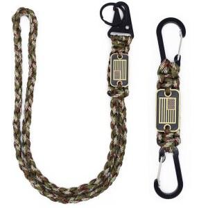 ZXKHYOR 2개 헤비 듀티 파라코드 랜야드 목걸이, 국기가 달린 550 땋은 열쇠고리 스트랩, 낙하산 로프 목걸이 열쇠고