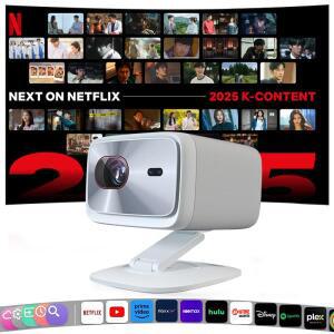 레노버 샤오신 100P 프로젝터 1140 ANSI 자동 초점 Wifi6 스마트 홈시어터 360도 PTZ 지원 4K HD 휴대용